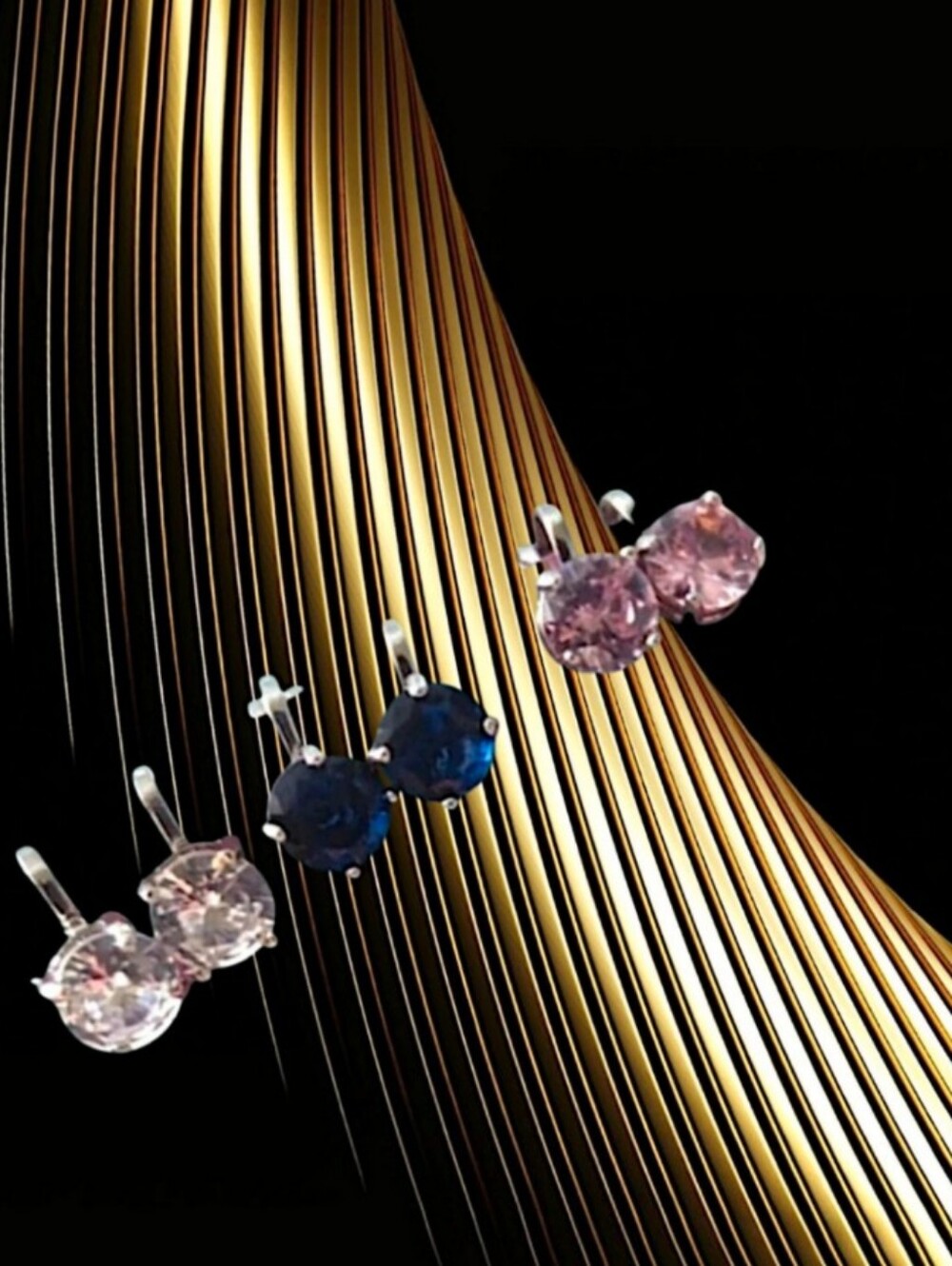 Round Rhinestone Clip-on Earring Set
